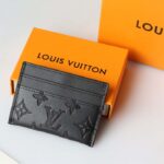 Louis Vuitton LV Unisex Coin Card Holder Black Calf Leather Textile Lining - immagine 3