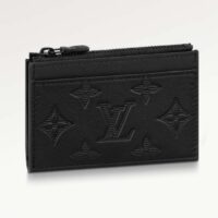 Louis Vuitton LV Unisex Coin Card Holder Black Calf Leather Textile Lining (7)