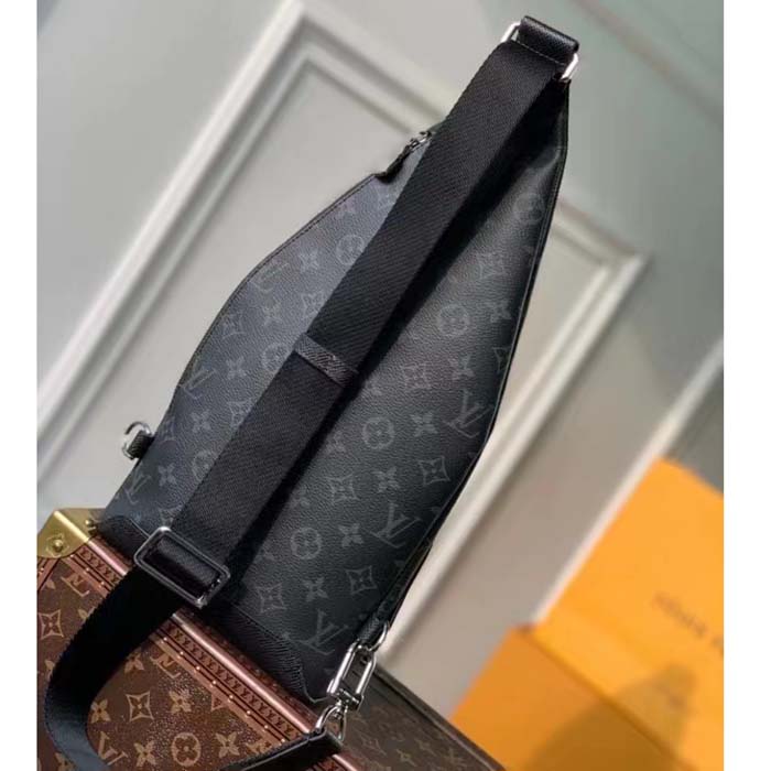 Louis Vuitton LV Unisex Duo Slingbag Black Monogram Coated Canvas Taiga Cowhide Leather (3)