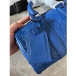 Louis Vuitton LV Unisex Keepall Bandoulière 25 Racing Blue Embossed Taurillon Monogram Cowhide Leather - Image 6