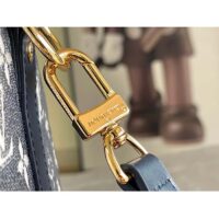 Louis Vuitton LV Unisex Keepall Bandoulière 45 Blue Monoglam Coated Canvas Cowhide Leather (10)