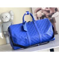 Louis Vuitton LV Unisex Keepall Bandoulière 50 Racing Blue Embossed Taurillon Monogram Cowhide Leather (1)