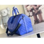 Louis Vuitton LV Unisex Keepall Bandoulière 50 Racing Blue Embossed Taurillon Monogram Cowhide Leather - Image 4