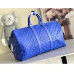 Louis Vuitton LV Unisex Keepall Bandoulière 50 Racing Blue Embossed Taurillon Monogram Cowhide Leather - Image 3