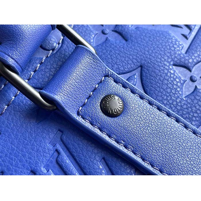 Louis Vuitton LV Unisex Keepall Bandoulière 50 Racing Blue Embossed Taurillon Monogram Cowhide Leather (8)