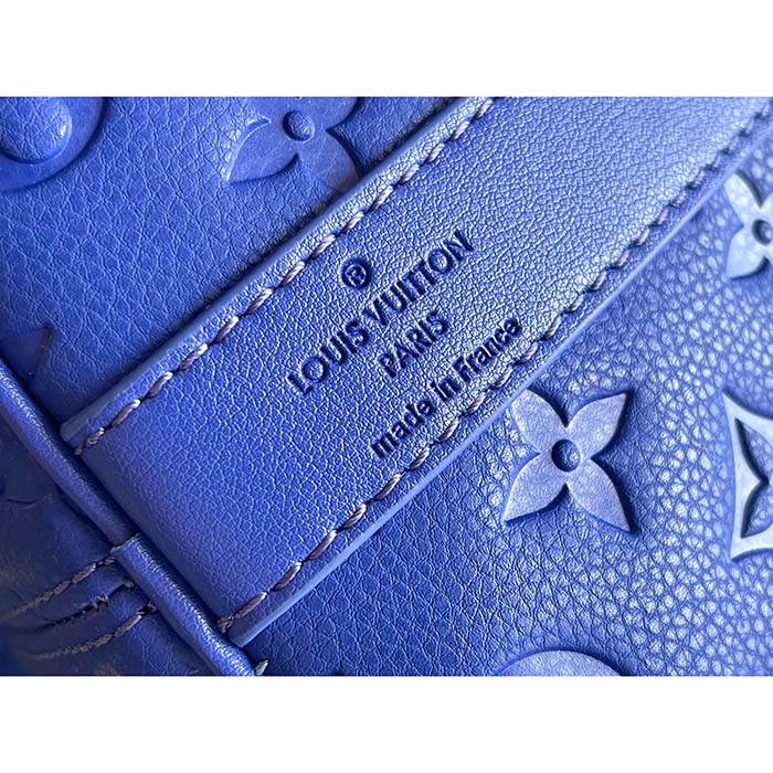 Louis Vuitton LV Unisex Keepall Bandoulière 50 Racing Blue Embossed Taurillon Monogram Cowhide Leather (9)