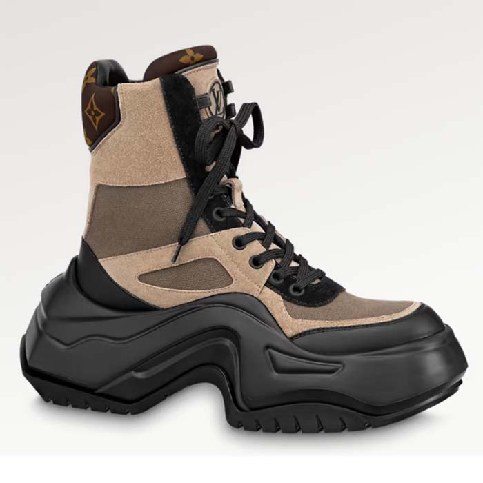 Louis Vuitton LV Unisex LV Archlight 2.0 Platform Ankle Boot Khaki Green Suede Calf Leather (5)
