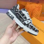 Louis Vuitton LV Unisex LV Trainer Sneaker Black Monogram Textile Rubber Outsole – Image 6