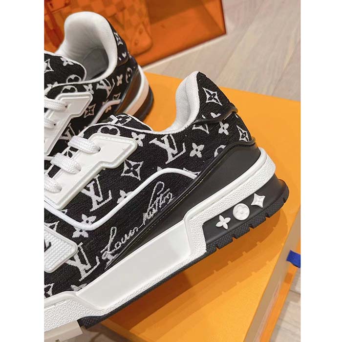 Louis Vuitton LV Unisex LV Trainer Sneaker Black Monogram Textile Rubber Outsole (3)