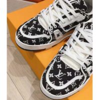 Louis Vuitton LV Unisex LV Trainer Sneaker Black Monogram Textile Rubber Outsole (8)