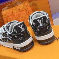 Louis Vuitton LV Unisex LV Trainer Sneaker Black Monogram Textile Rubber Outsole (8)