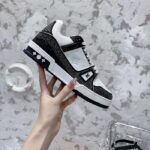 Louis Vuitton LV Unisex LV Trainer Sneaker Black Swarovski™ Crystals Grained Calf Leather - Image 5