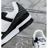 Louis Vuitton LV Unisex LV Trainer Sneaker Black Swarovski™ Crystals Grained Calf Leather (4)