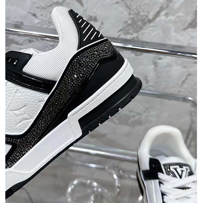 Louis Vuitton LV Unisex LV Trainer Sneaker Black Swarovski™ Crystals Grained Calf Leather (3)