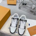 Louis Vuitton LV Unisex LV Trainer Sneaker Black Swarovski™ Crystals Grained Calf Leather - Image 3