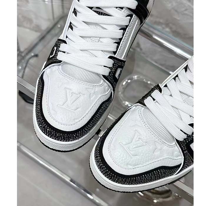 Louis Vuitton LV Unisex LV Trainer Sneaker Black Swarovski™ Crystals Grained Calf Leather (7)