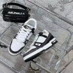 Louis Vuitton LV Unisex LV Trainer Sneaker Black Swarovski™ Crystals Grained Calf Leather - Image 4
