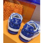 Louis Vuitton LV Unisex LV Trainer Sneaker Blue Monogram Textile Rubber Outsole - Image 9