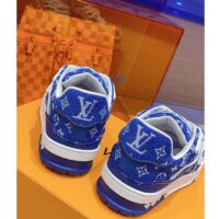 Louis Vuitton LV Unisex LV Trainer Sneaker Blue Monogram Textile Rubber Outsole (11)