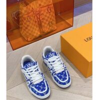 Louis Vuitton LV Unisex LV Trainer Sneaker Blue Monogram Textile Rubber Outsole (11)