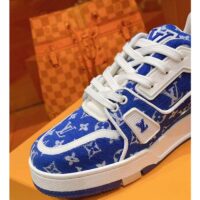 Louis Vuitton LV Unisex LV Trainer Sneaker Blue Monogram Textile Rubber Outsole (11)