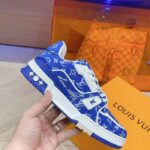 Louis Vuitton LV Unisex LV Trainer Sneaker Blue Monogram Textile Rubber Outsole - Image 6