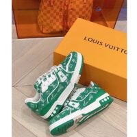 Louis Vuitton LV Unisex LV Trainer Sneaker Green Monogram Textile Rubber Outsole (4)