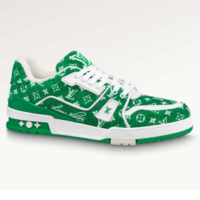 Louis Vuitton LV Unisex LV Trainer Sneaker Green Monogram Textile Rubber Outsole