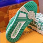 Louis Vuitton LV Unisex LV Trainer Sneaker Green Monogram Textile Rubber Outsole - Imagen 10