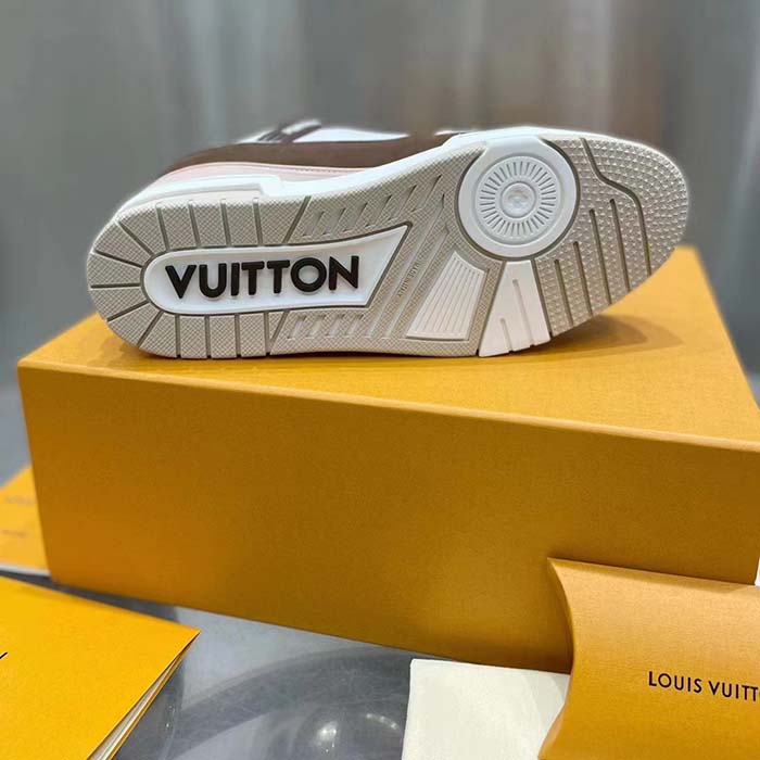 Louis Vuitton LV Unisex LV Trainer Sneaker Moka Brown Nubuck Calf Leather Grained (1)