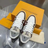 Louis Vuitton LV Unisex LV Trainer Sneaker Moka Brown Nubuck Calf Leather Grained (2)