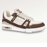 Louis Vuitton LV Unisex LV Trainer Sneaker Moka Brown Nubuck Calf Leather Grained (2)