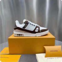 Louis Vuitton LV Unisex LV Trainer Sneaker Moka Brown Nubuck Calf Leather Grained (2)