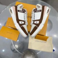 Louis Vuitton LV Unisex LV Trainer Sneaker Moka Brown Nubuck Calf Leather Grained (2)