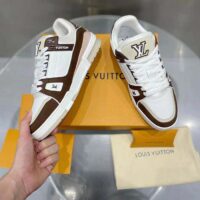 Louis Vuitton LV Unisex LV Trainer Sneaker Moka Brown Nubuck Calf Leather Grained (2)