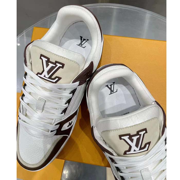 Louis Vuitton LV Unisex LV Trainer Sneaker Moka Brown Nubuck Calf Leather Grained (7)