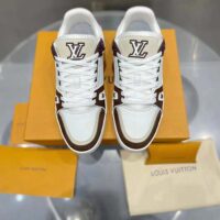 Louis Vuitton LV Unisex LV Trainer Sneaker Moka Brown Nubuck Calf Leather Grained (2)