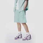 Louis Vuitton LV Unisex LV Trainer Sneaker Purple Monogram Denim Rubber Outsole - Image 12