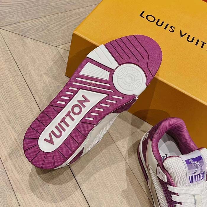 Louis Vuitton LV Unisex LV Trainer Sneaker Purple Monogram Denim Rubber Outsole (11)