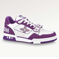 Louis Vuitton LV Unisex LV Trainer Sneaker Purple Monogram Denim Rubber Outsole (13)