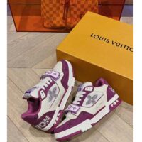 Louis Vuitton LV Unisex LV Trainer Sneaker Purple Monogram Denim Rubber Outsole (13)