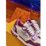 Louis Vuitton LV Unisex LV Trainer Sneaker Purple Monogram Denim Rubber Outsole - Image 7