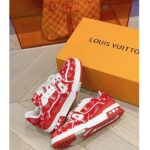 Louis Vuitton LV Unisex LV Trainer Sneaker Red Monogram Textile Rubber Outsole - Imagen 3