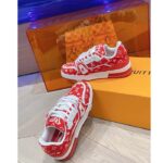 Louis Vuitton LV Unisex LV Trainer Sneaker Red Monogram Textile Rubber Outsole - Imagen 2