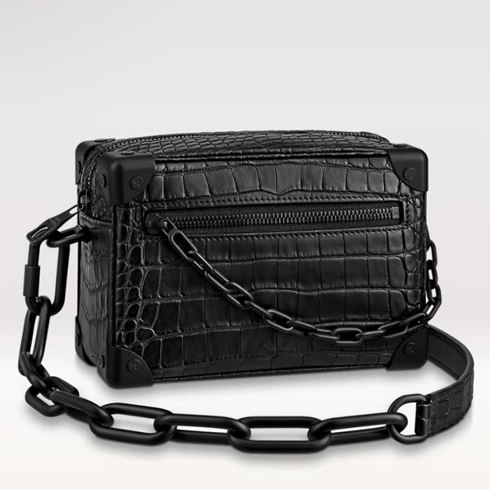 Louis Vuitton LV Unisex Mini Soft Trunk Bag Black Interior Flat External Zipped Pocket