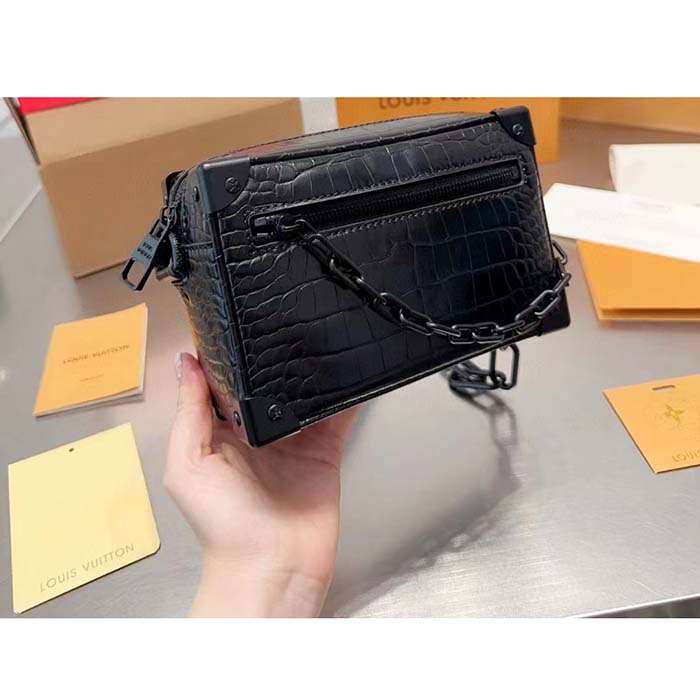 Louis Vuitton LV Unisex Mini Soft Trunk Bag Black Interior Flat External Zipped Pocket (3)