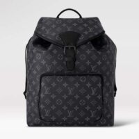 Louis Vuitton LV Unisex Montsouris Backpack Monogram Eclipse Coated Canvas Cowhide Leather (1)