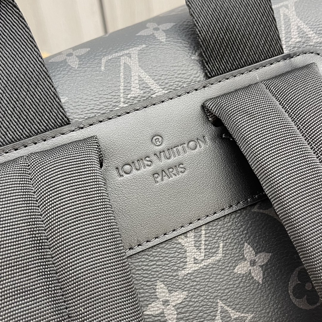 Louis Vuitton LV Unisex Montsouris Backpack Monogram Eclipse Coated Canvas Cowhide Leather (5)