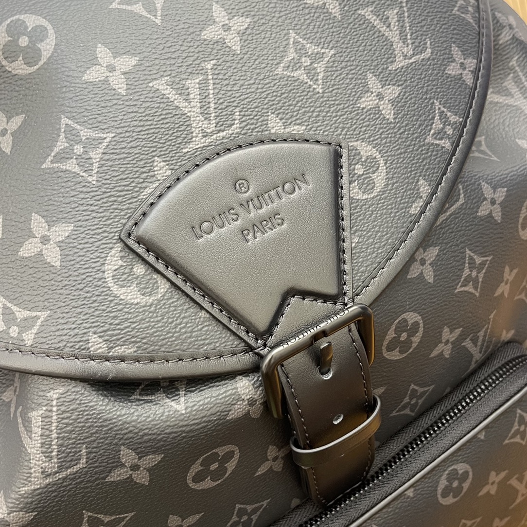 Louis Vuitton LV Unisex Montsouris Backpack Monogram Eclipse Coated Canvas Cowhide Leather (8)