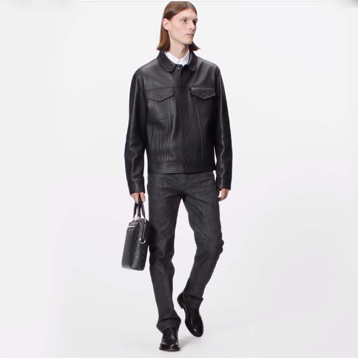 Louis Vuitton LV Unisex Porte-Documents Jour Damier Graphite Canvas Cowhide Leather (10)